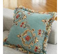 suxuMhao Federa per cuscino, stile bohémien, vintage, double-face, con ricamo floreale, decorativa, personalizzata (blu, 40,6 x 61 cm)