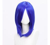 SUXUMHAO Parrucca a caschetto dritta da donna, lunghezza media, lunghezza 40 cm, per cosplay, colore: blu scuro