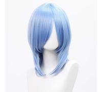 SUXUMHAO Parrucca a caschetto dritta da donna, lunghezza media, lunghezza 40 cm, per cosplay, colore blu-grigio