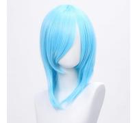 SUXUMHAO Parrucca a caschetto per cosplay, lunghezza media, lunghezza 40 cm, colore blu