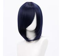 SUXUMHAO Parrucca a caschetto per cosplay, lunghezza media, lunghezza 40 cm, colore blu navy