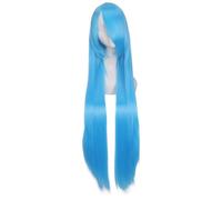 SUXUMHAO Parrucca blu, lunga 100 cm, realizzata in fibra ad alta temperatura, parrucca per costume da festa, adatta per giochi di ruolo