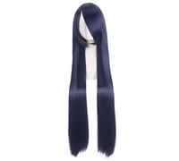 SUXUMHAO Parrucca blu navy, lunga 100 cm, realizzata in fibra ad alta temperatura, parrucca per costume da festa, adatta per giochi di ruolo