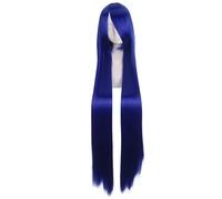 SUXUMHAO Parrucca blu reale, lunga 100 cm, realizzata in fibra ad alta temperatura, parrucca per costume da festa, adatta per giochi di ruolo