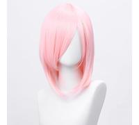 SUXUMHAO Parrucca cosplay Bob di media lunghezza, liscia, 40 cm, rosa chiaro