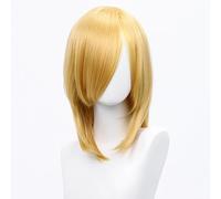 SUXUMHAO Parrucca cosplay bob media lunghezza liscia donna giallo scuro 40 cm