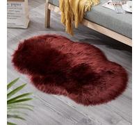 SUXUMHAO Tappeto da bagno, antiscivolo, in peluche, a pelo lungo, lavabile in lavatrice e lavaggio a secco, tappetino da bagno decorativo, 58,4 x 89 cm (rosso scuro)