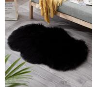 SUXUMHAO Tappeto da bagno, antiscivolo, in peluche, tappeto a pelo lungo, lavabile in lavatrice a secco, tappetino da bagno decorativo, 58,4 x 89 cm (nero)