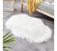 SUXUMHAO Tappeto da bagno, antiscivolo, in peluche, tappeto a pelo lungo, lavabile in lavatrice a secco, tappetino da bagno decorativo, 58,4 x 89 cm (bianco)