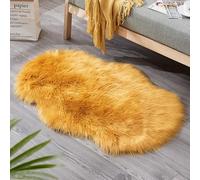 SUXUMHAO Tappeto da bagno, antiscivolo, in peluche, tappeto a pelo lungo, lavabile in lavatrice e lavaggio a secco, passatoia da bagno, accessorio decorativo, 58,4 x 89 cm (giallo)