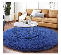 SUXUMHAO Tappeto rotondo blu scuro per camera da letto, morbido cerchio 59,9 x 59,9 cm, per la camera dei bambini, tappeto peloso per la camera dei ragazzi, tappeto rotondo a pelo lungo per la stanza