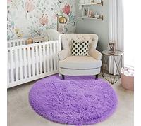 SUXUMHAO Tappeto rotondo viola per camera da letto, soffice cerchio 60 x 60 cm, per camera dei bambini, tappeto peloso per la camera dei ragazzi, tappeto rotondo a pelo lungo per la stanza dei bambini