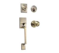 SUYA Set di maniglie per porta anteriore e catenaccio, serratura a cilindro singolo con maniglia per maniglia interna, reversibile per destra e sinistra, ingresso o esterno, finitura bronzo antico