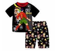 Suyaluoi Pigiama bambino Ronaldo No. 7 Completo pigiama in cotone per la casa dei fan Completo pigiama calcio casual a manica lunga Completo pjs, Corto rosso, 6-7 Anni