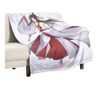 SUYEKON Coperta bianca in flanella con motivo anime, funzionari del paradiso, Blessing Xie Lian, coperta in pile leggero per tutte le stagioni, per divano e divano, 101,6 x 127 cm