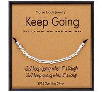 Suyi, braccialetto ispiratore Morse Code per donne e ragazze in argento Sterling 925 con perline per amiche, figlia, fidanzata, moglie, colore: Continua a suonare, cod. fba-bt299-brt-KeepGoingNew