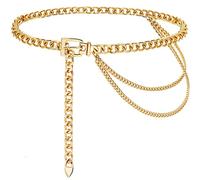 Suyi Chain Belt for Women Girls Gold Metal Waist Chain Multilayer Chunky Chain Belts for Dress 110CM Gold