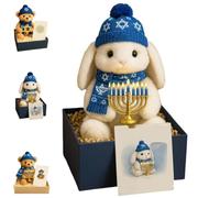 SUYOIKHGMN Peluche di supporto emotivo per Hanukkah, mini orsetto e coniglio: fede, luce e gioia in ogni abbraccio