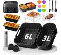Suyoo Accessori friggitrici ad aria calda per Philips Dual Basket Airfryer 3000 Series 6L/3L - NA350 Airfryer - Set di 23 stampi in silicone - griglie da cucina, stampi per pane, spray per olio, ecc.