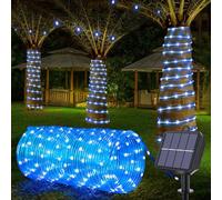 Suyoo Stringa di luci a LED a energia solare, impermeabili, per esterni, 12 m, 100 LED, 8 modalità, per giardino, matrimoni, feste, decorazioni natalizie (blu)