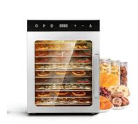SUYUDD Essicatore Alimenti, Essiccatore per Alimenti in Acciaio Inox | 6/8/10 Vassoi, 30-90°C, Timer 0,5-24 Ore, Illuminazione LED, Ricettario Incluso, per Frutta, Verdura e Carne