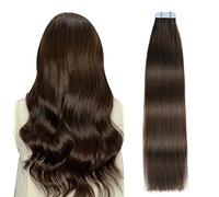 SUYYA Extension Capelli Veri Biadesivo Capelli Umani Extension Biadesive Capelli Veri Lisci Remy Tape in Hair Extensions Capelli Dritto Setosi 26 Pollice 65 cm 20pcs 60g #2 Marrone Scuro