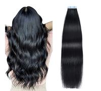 SUYYA Extension Capelli Veri Biadesivo Capelli Umani Extension Biadesive Capelli Veri Lisci Remy Tape in Hair Extensions Capelli Dritto Setosi 28 Pollice 70 cm 20pcs 60g #1 Nero Jet