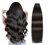 SUYYA Extension Capelli Veri Biadesivo Capelli Umani Extension Biadesive Capelli Veri Lisci Remy Tape in Hair Extensions Capelli Dritto Setosi 14 Pollice 35 cm 20pcs 40g #1B Nero Naturale