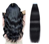 SUYYA Extension Capelli Veri Biadesivo Capelli Umani Extension Biadesive Capelli Veri Lisci Remy Tape in Hair Extensions Capelli Dritto Setosi 16 Pollice 40 cm 20pcs 40g #1 Nero Jet