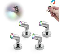 Suzeyar Miniatura LED in metallo, piccola luce spot con base magnetica, luci LED a batteria, mini spot wireless per opere d'arte, pittura, vetrine di gioielli, artigianato fai da te (multicolore che