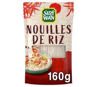 Suzi Wan Tagliatelle di riso Cottura Rapida 4 min 160g | Tagliatelle di riso sottili senza glutine, cottura super veloce in 4 minuti. Confezione da 160 g.
