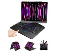 Suzii Custodia con tastiera touch compatibile con iPad Air 13 (M3/M2, 2025/2024), retro trasparente e trackpad e retroilluminazione, girevole e spegnimento automatico e adatta per iPad Pro 12,9" (6/5