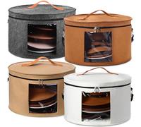 Suzile Confezione da 4 scatole rotonde pieghevoli in feltro per cappelli da donna, 43 x 25 cm, scatola portaoggetti con coperchio, per riporre cappelli da cowboy, cappelli, vestiti (multicolore)