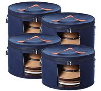 Suzile Confezione da 4 scatole rotonde pieghevoli in feltro per cappelli da donna, 43 x 25 cm, scatola portaoggetti con coperchio, per riporre cappelli da cowboy, cappelli, vestiti (blu)
