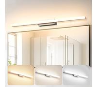 SUZNIU Luce Specchio Bagno Led, 150CM Luce per Specchio Bagno IP44 Dimmerabile 3000K-6000K Led del, 30W luminosa Lampada Armadio Illuminazione Impermeabile Argento