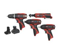 Sealey 12V Cordless 4PC Kit Combo, 2 Batterie, Caricatore & Borsa - CP1200COMBO
