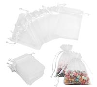 Svalor 120 pezzi Organza Sacchetti Bianco, 7 x 9 cm Organza Gift Bags, Sacchetti Regalo in Organza con Nastri, per Matrimonio, Compleanno, Natale
