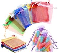 Svalor 120 pezzi Organza sacchetti colore, 7 x 9 cm Organza Gift Bags, piccoli sacchetti per caramelle, sacchetti regalo in organza con nastri