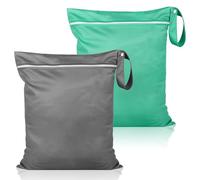 Svalor 2 tasche per il naso, borsa per il nuoto, impermeabile, con chiusura lampo, riutilizzabile, per costumi da bagno, telo da spiaggia, abbigliamento sportivo, grigio scuro+verde, 40x50, Semplice
