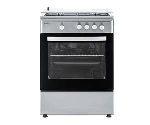 Svan Cocina Gas Butano 4 Zonas de Cocción, Horno 59 L, Inox SKG4601X. Control Manual, 2 Programas de Cocción, Cristal en Puerta de Doble Capa, Tapa Abatible