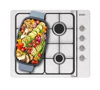 Svan Encimera de Gas Inox SG4600X. Potencia máx. 7500 kW, 4 Quemadores, con Ignición Automática, Parrillas Esmaltadas, Incluye Kit de Conversión Gas Natural