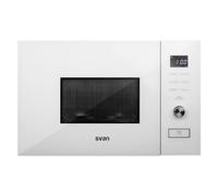 Svan Microondas 20 Litros Integrable con Grill Cristal blanco SVMW830EB. 800W, Grill 1000W, 8 Programas, Modo Descongelación, Revestimiento Interior, Fácil Limpieza, Temporizador 95min.