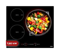 Svan Placa de Inducción Cristal negro SI3600S. Potencia máx. 7600 W, 3 Zonas de Cocción, 9 Niveles de Cocción, Control Slider táctil, Función Turbo, Bloqueo y Autodesconexión de Seguridad