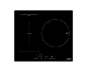 Svan Placa de Inducción Cristal negro SIFZ3600. Potencia máx. 6600 W, 3 Zonas de Cocción, 9 Niveles de Cocción, Control Táctil, Función Turbo, Bloqueo y Autodesconexión de Seguridad