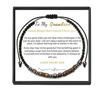 Svana To My Son/Grandson Bracciale da mamma/nonna, con messaggio caldo I Love You Morse Code Braccialetti per donne uomini Bracciale intrecciato elasticizzato regolabile Inspirational Love Bracelet