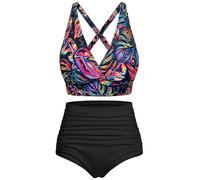 Svanco Costume da Bagno Due Pezzi Donna Top Bikini Incrociato Slip A Vita Alta E Increspato Set Bikini Push Up Donne Costumi da Bagno