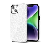 Svanove Custodia Con Motivo di Ghepardo per l'iPhone 14 Plus/iPhone 15 Plus, Design di Motivo Animale di Lusso, Retro e Cool, Motivo Stylish Y2K, Copertura in Plastica Resistente, Bianco