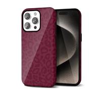 Svanove Custodia Con Motivo di Ghepardo per l'iPhone 15 Pro Max, Design di Motivo Animale di Lusso, Retro e Cool, Motivo Stylish Y2K, Copertura in Plastica Resistente, Vino Borgog