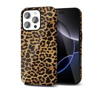 Svanove Custodia Con Motivo di Ghepardo per l'iPhone 16 Pro Max, Design di Motivo Animale di Lusso, Retro e Cool, Motivo Stylish Y2K, Copertura in Plastica Resistente, Autunno Marrone
