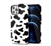 Svanove Custodia Con Motivo di Mucca per l'iPhone 12 Pro Max, Design di Motivo Animale di Lusso, Retro e Cool, Motivo Stylish Y2K, Copertura in Plastica Resistente, Nero